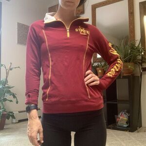 Iowa State ISU 1/4 Zip (M) Women's Top - Red Cyclones Thumb Holes Athletic Sport